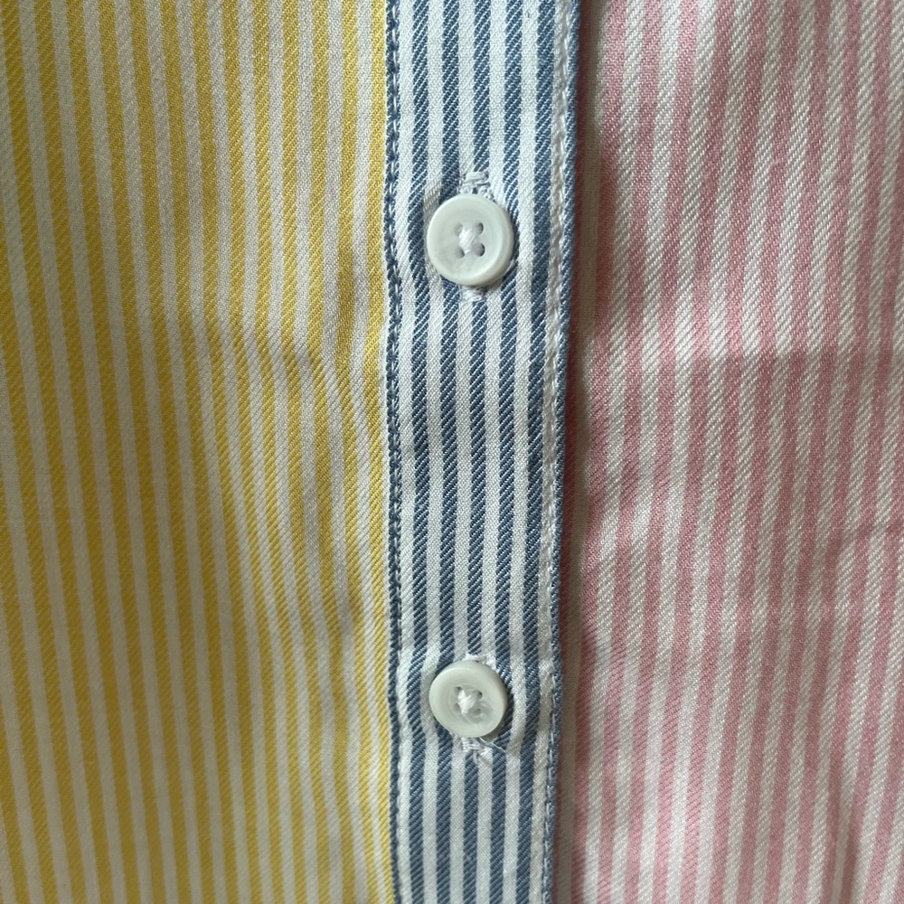 BeachLunchLounge Collection Women’s Colorblock Striped Button-Down Shirt Size M - Picture 2 of 9